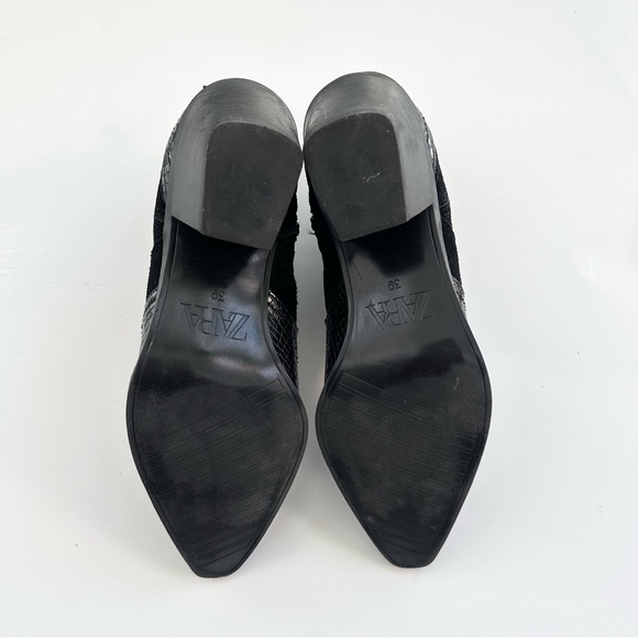 ZARA | SPLIT SUEDE WESTERN COWBOY ANKLES BOOTS SNAKE SKIN EMBOSSED SIDE ZIPPER - Picture 7 of 11
